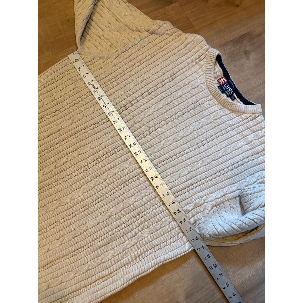 Vintage Chaps Ralph Lauren Cable Knit Sweater XLT Beige Heavy 90's Grandpa Core - Picture 6 of 8